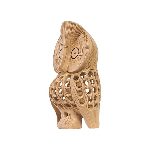 Handcrafted Wooden Front Facing Owl Sitting (4inch) - Picture 2 of 6